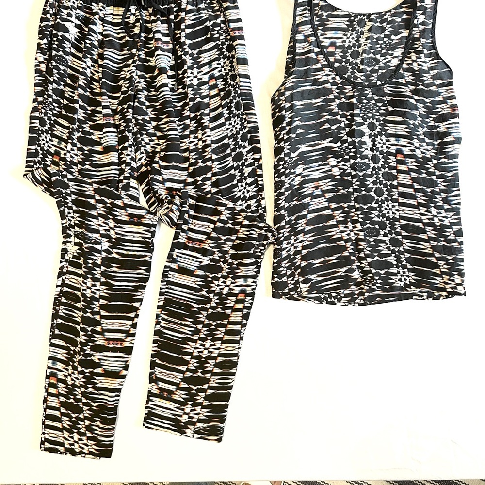 Maje Multi Color Abstract Silk Top. - image 2